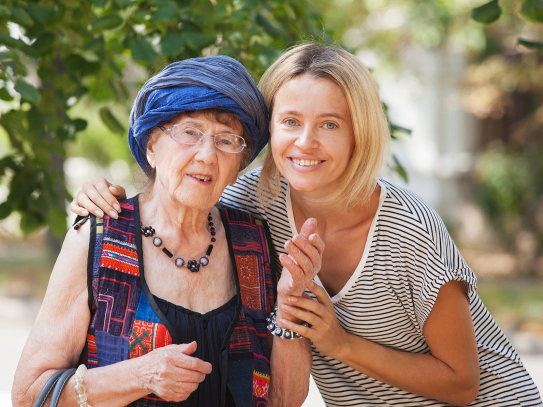 Old woman with granddaughter